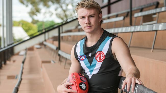 OCTOBER 11, 2022: New Port Power recruit Jason Horne-Francis at Alberton. Picture: Brenton Edwards