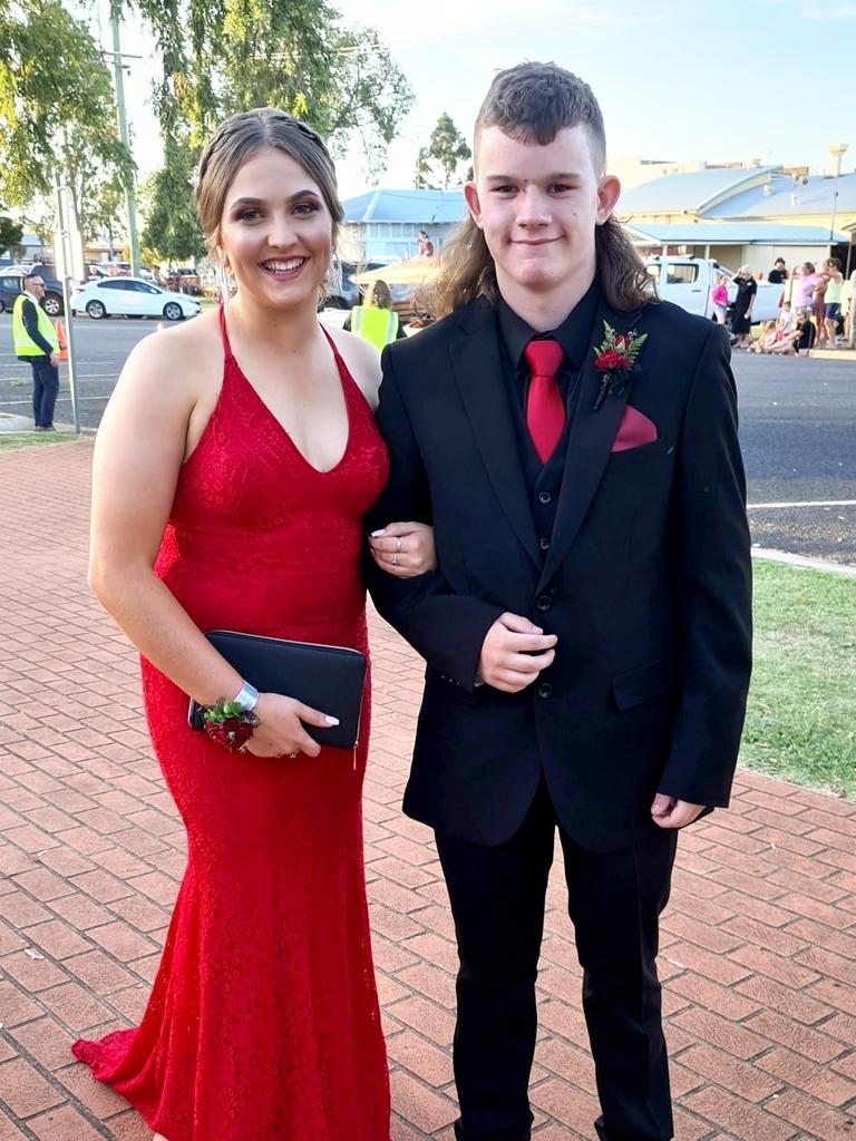 Connor Schulz and Partner Maisy Gordon. Oakey State High School formal. Photo Sean Federoff