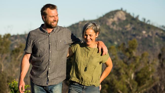 Dan Williamson and his partner Mel Pickering enjoy a quiet New Year’s Eve on their property at Yowrie on the NSW south coast. Picture: Ben Marden