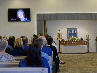 Friends, Family and team mates of Warrick Stuart gathered to say farewell at his funeral service. Picture: Geordi Offord