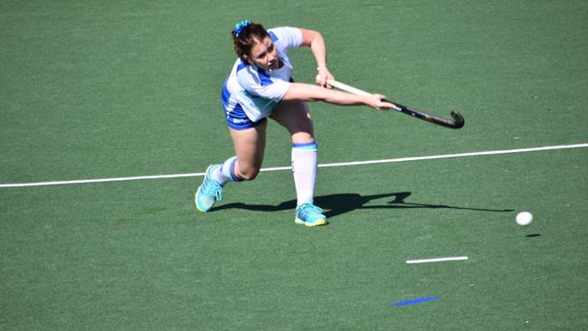 All eyes on the ball for this Metro South West player at the NSW U-18's girls hockey championships, May 21.