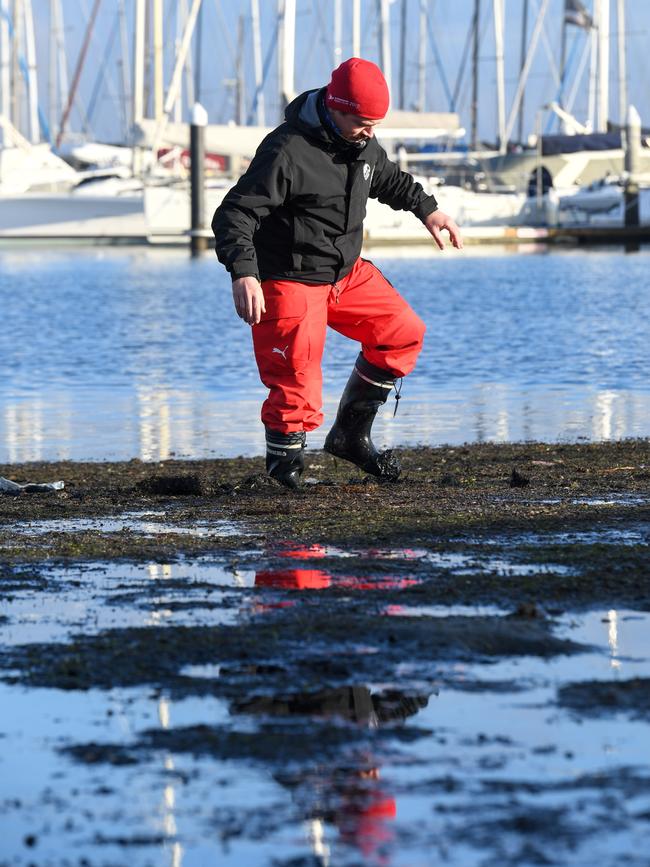 Riccardo donned some gunboots for the horror walk. Picture: Penny Stephens