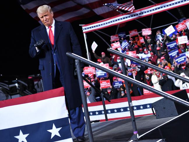 US President Donald Trump arrives for a rally at Williamsport Regional Airport in Montoursville, Pennsylvania on October 31, 2020. (Photo by MANDEL NGAN / AFP)