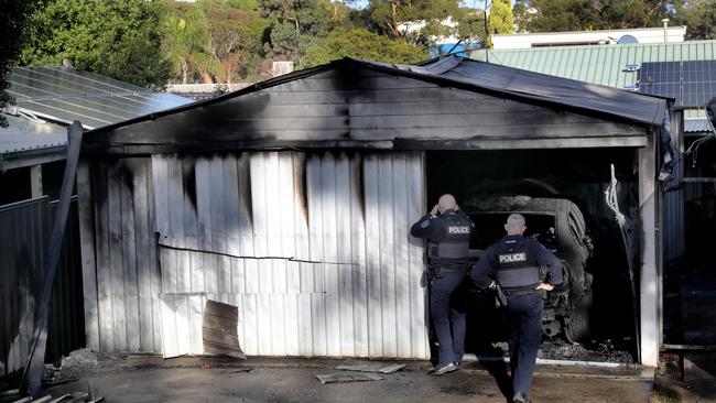 Shed fire at Sheidow Park. Picture Dean Martin