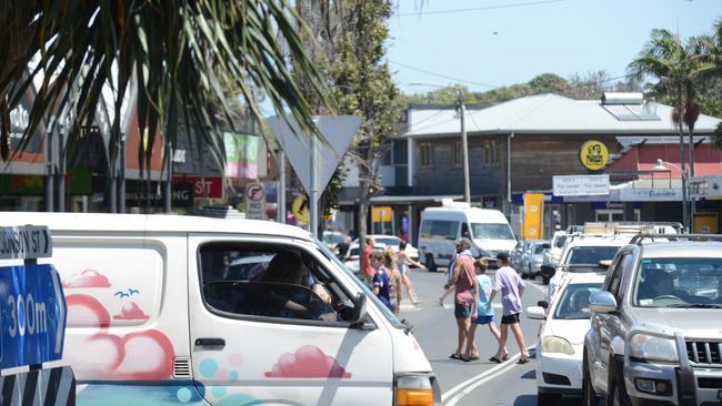 Heavy traffic in Byron Bay on Monday, November 23, 2020. Picture: Liana Boss