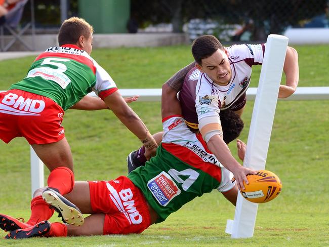 Reece Tapine scores a try for Burleigh last season. Picture: Supplied