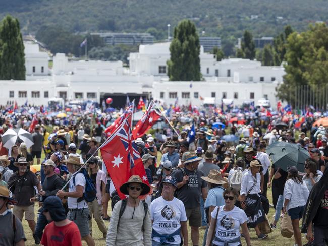 The massive rally was largely peaceful. Picture: NCA NewsWire/Martin Ollman