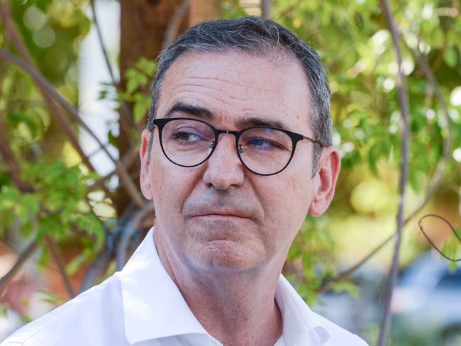 ADELAIDE, AUSTRALIA - NewsWire Photos MARCH 19, 2022: SA Premier Steven Marshall at a press conference prior to voting in the the state election at Norwood Primary School. Picture: NCA NewsWire / Brenton Edwards