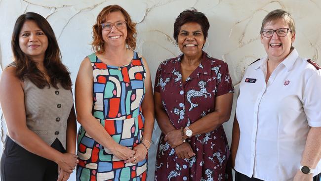 Salvation Army NT Manager of Family Violence Programs Hannah Stephen, Social Services Minister Amanda Rishworth, Lingiari MP Marion Scrymgour, Salvation Army NT area officer Kaye Viney. The federal government has granted Salvos $7.8m to develop new emergency homes in Alice Springs. Picture: Supplied.