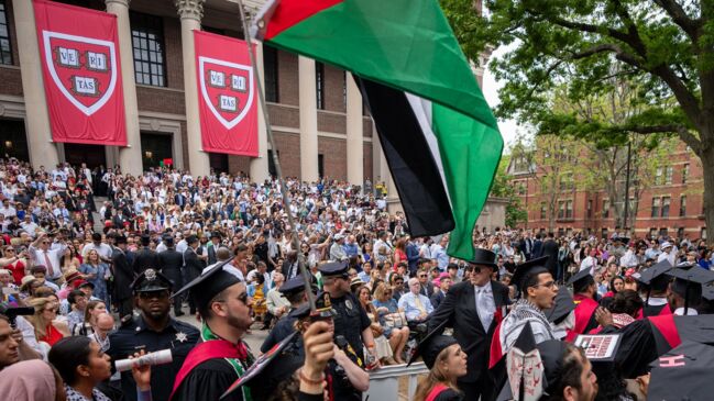 Hundreds of Graduates Walk Out of Harvard Commencement