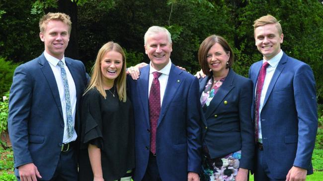 McCormack with wife Catherine and family at his swearing in. Picture: Twitter