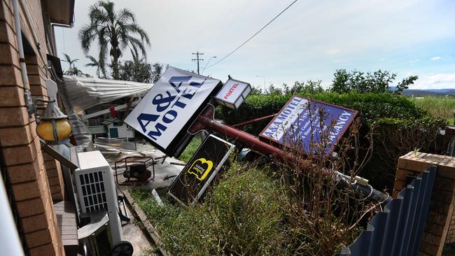 Damage to a motel is seen in Proserpine. Picture: AAP