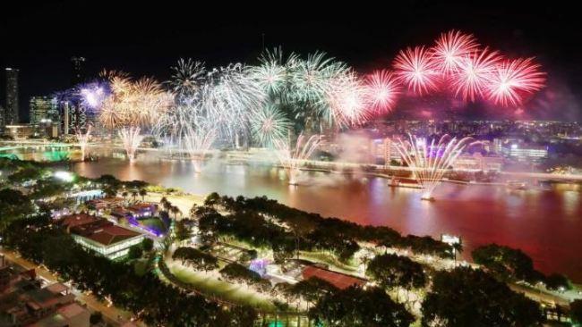 Fireworks go off at Southbank in Brisbane