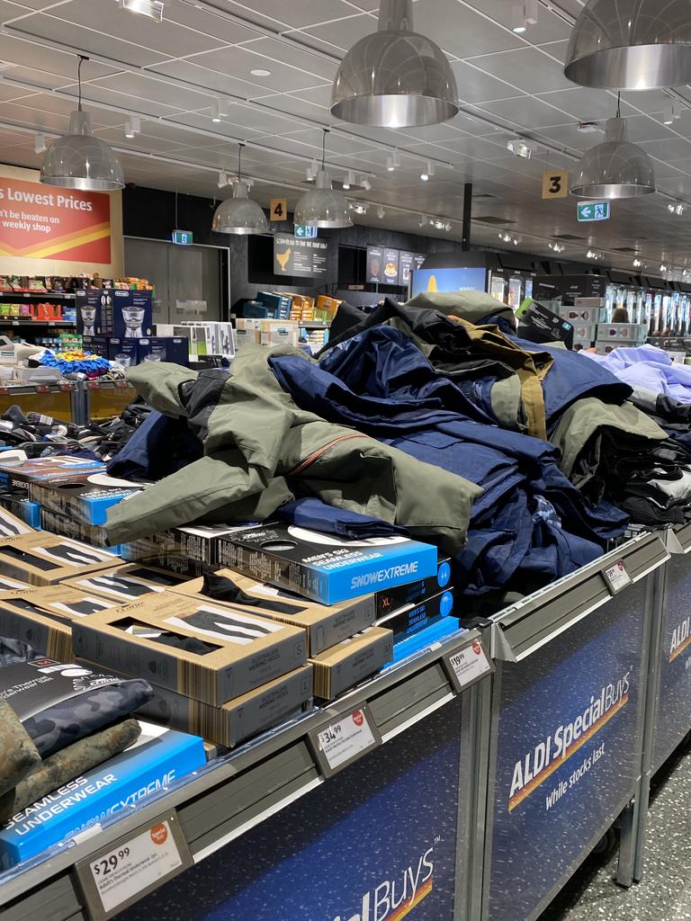 A Sydney Aldi store is overflowing with snow and ski gear.