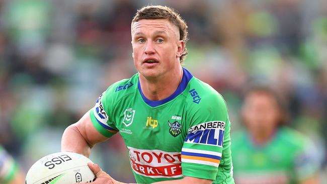 CANBERRA, AUSTRALIA - JULY 23: Jack Wighton of the Raiders in action during the round 19 NRL match between the Canberra Raiders and the New Zealand Warriors at GIO Stadium, on July 23, 2022, in Canberra, Australia. (Photo by Mark Nolan/Getty Images)