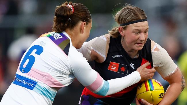 Western Bulldogs and Essendon fought out a dour 0.3 (3) to 4.2 (26) clash at Whitten Oval on Friday night that attracted widespread criticism. Picture: Michael Willson / Getty Images