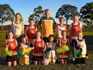 YEH THE GIRLS: Sandii Barsby (centre) is one of 126 community leaders working to bring the Women's Football World Cup to Australia. She is pictured with Jemima Ball, Abigail Holgate, Daria Box, Alena Dibben, Tyrah Dibben and Elexis Jarius, Madelyn McGowan, Abigail Adams, Ava O'Connell and Shelby Box. Picture: Cody Fox