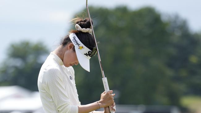 Grace Kim reacts after missing a putt on the 18th green (Photo by Raj Mehta/Getty Images)