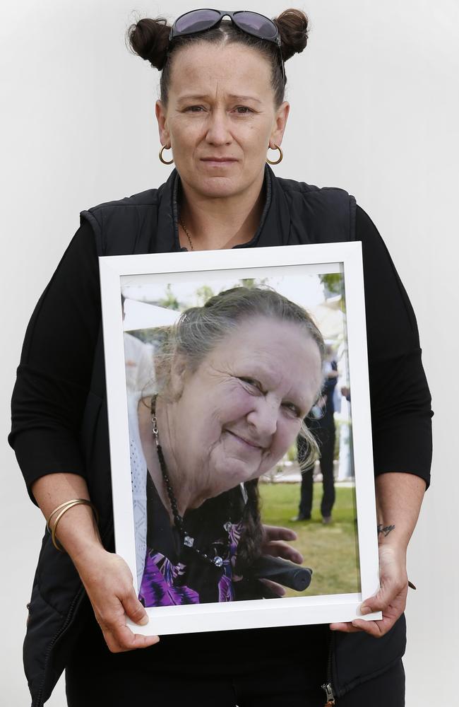 Belinda Halley, holding a picture of mum Carol Halley. Picture: David Caird