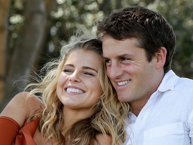 Tegan Martin and partner Blake Worrall Thompson pictured at Coogee Beach ahead of Valentines Day. Picture: Jonathan Ng