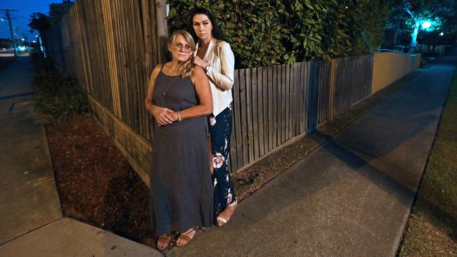 Vicki and Shannah Blackburn at the site of her murder in Mackay. Picture: Lyndon Mechielsen