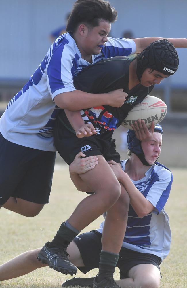 Cowboys Cup Schoolboys Football at Kern Brothers Drive. U15 Pimlico High against St Anthony's College. Picture: Evan Morgan