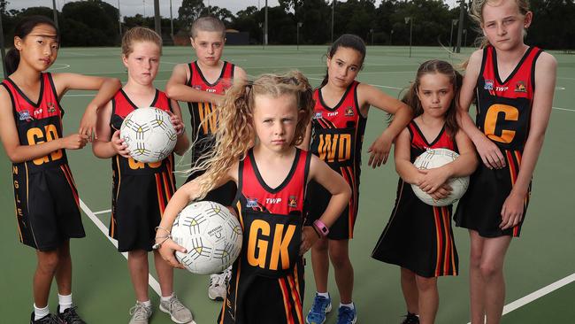 Girls from the Dingley Netball Club that play in the Springvale and District Netball Association who can’t play due to the coronavirus epidemic. Pic: Michael Klein