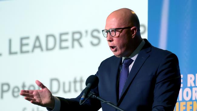 Peter Dutton said that small businesses would be enshrined at the heart of his economic agenda. Picture: Steve Pohlner