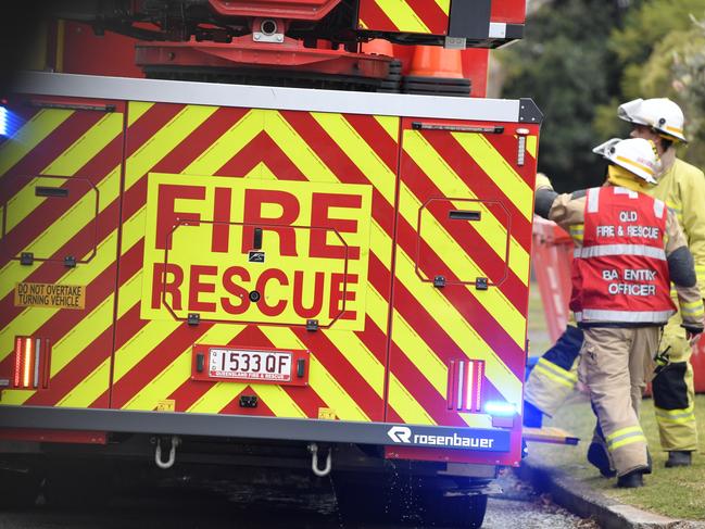 Fireys attend a house fire in Toowoomba, fire and rescue sign generic, QFES, Friday, June 23, 2023. Picture: Kevin Farmer