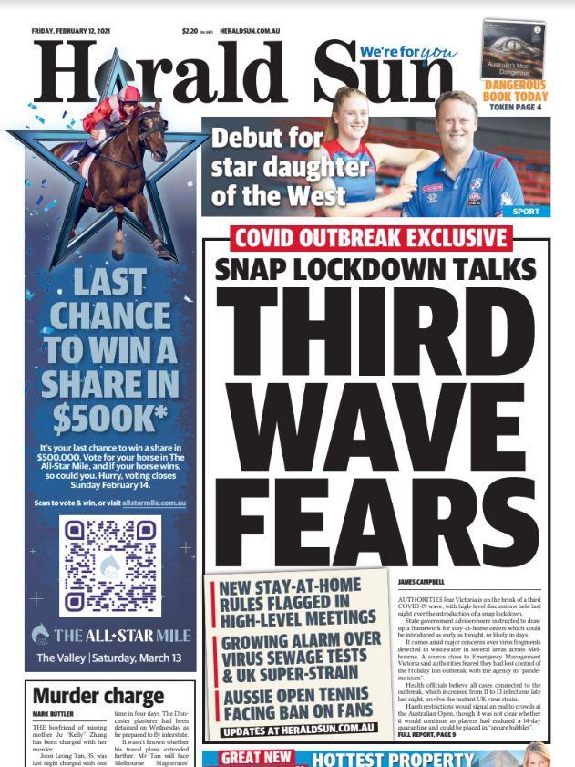 Herald Sun exclusive on Melbourne’s snap lockdown.