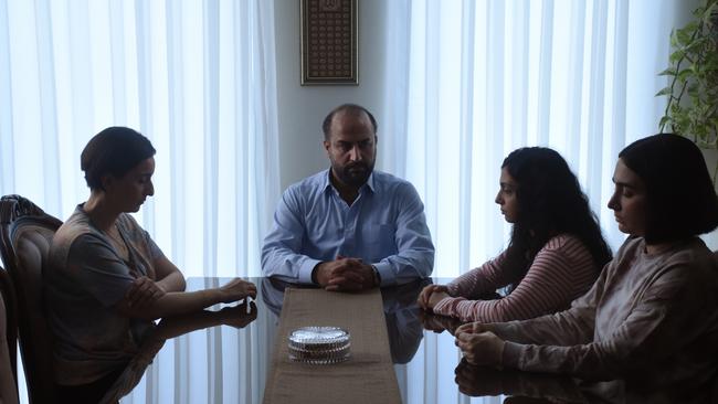 The family around the dinner table: actors, from left, Soheila Golestani, Misagh Zare, Setareh Maleki and Mahsa Rostami.