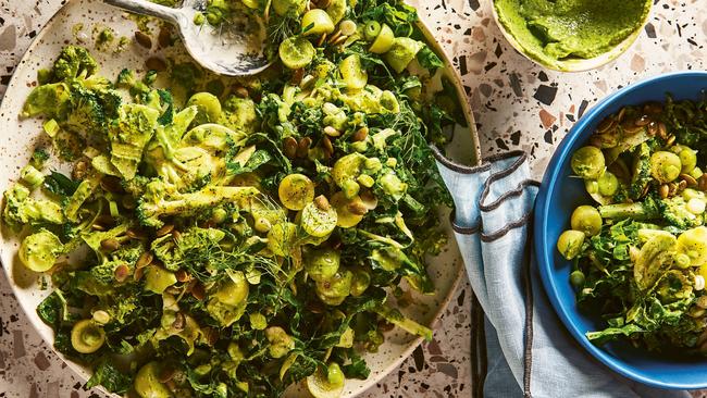 Silverbeet and broccoli tumble, from Salad for Days by Alice Zaslavsky. Picture: Rochelle Eagle