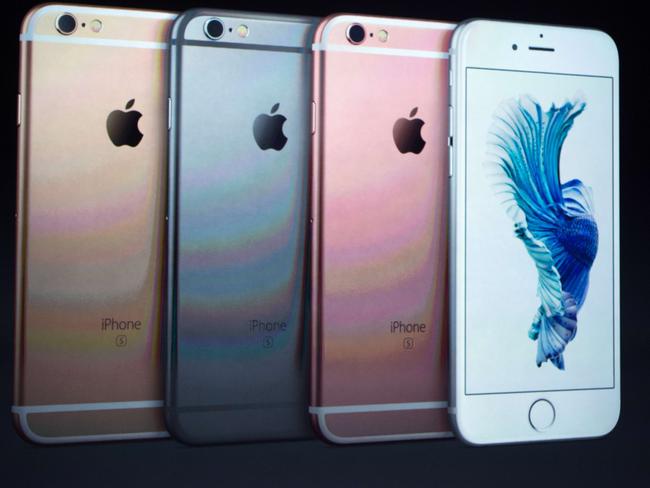 New phone ... Apple CEO Tim Cook introduces the iPhone 6S. Picture: AFP