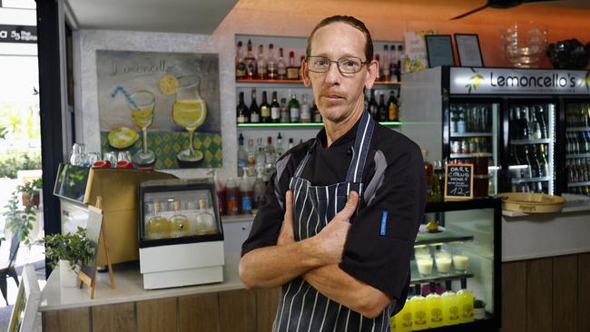 Lemoncello's Italian restaurant was broken into Tuesday night, with alcohol and cash stolen. Lemoncello's executive chef Lorenzo Lallemand is fed up with the youth crime occurring in the Cairns CBD. Picture: Brendan Radke