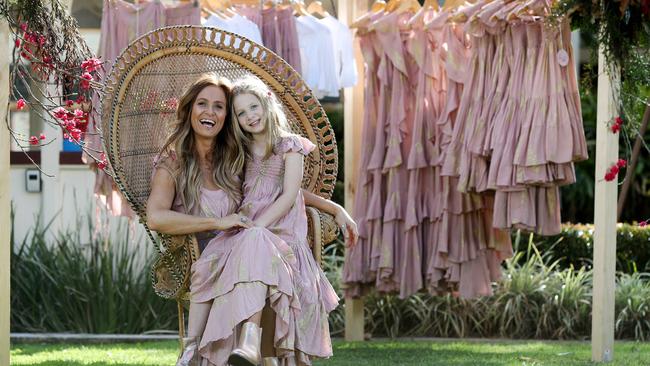 Kasey Chambers with her 6-year-old daughter Poet ahead of the launch of their first clothing range last year. Picture: Tara Croser.