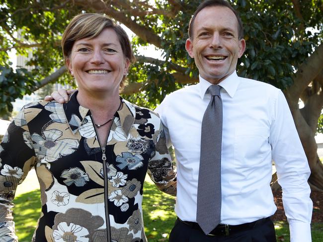 SUNDAY TELEGRAPH- Oppostiton leader Tony Abbott pictured with his sister Christine Forster at The Botanical Gardens in Sydney.