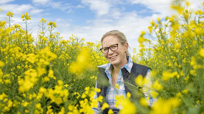 Courtney Righetti has given up her job as a primary school teacher and taken over the family farm at Dean. Picture: Zoe Phillips