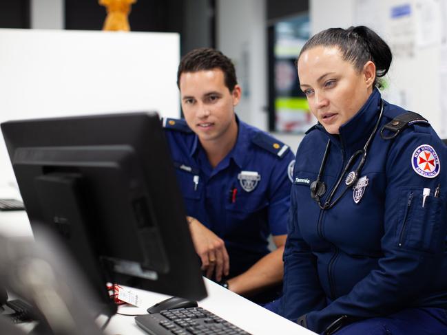 The Sunday Telegraph joined paramedics Josh Payne and Tammie Marshall, who will star in the upcoming reality TV show Ambulance Australia, on the road. Picture: Luke Drew