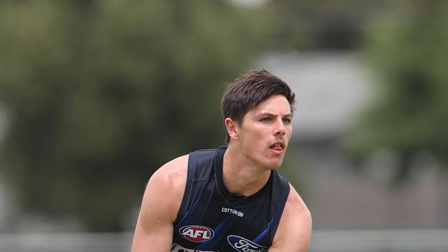 Ollie Henry. Geelong welcomed back its full list for the first day of training held at North Shore football ground in Norlane on Monday afternoon. Picture: Alan Barber