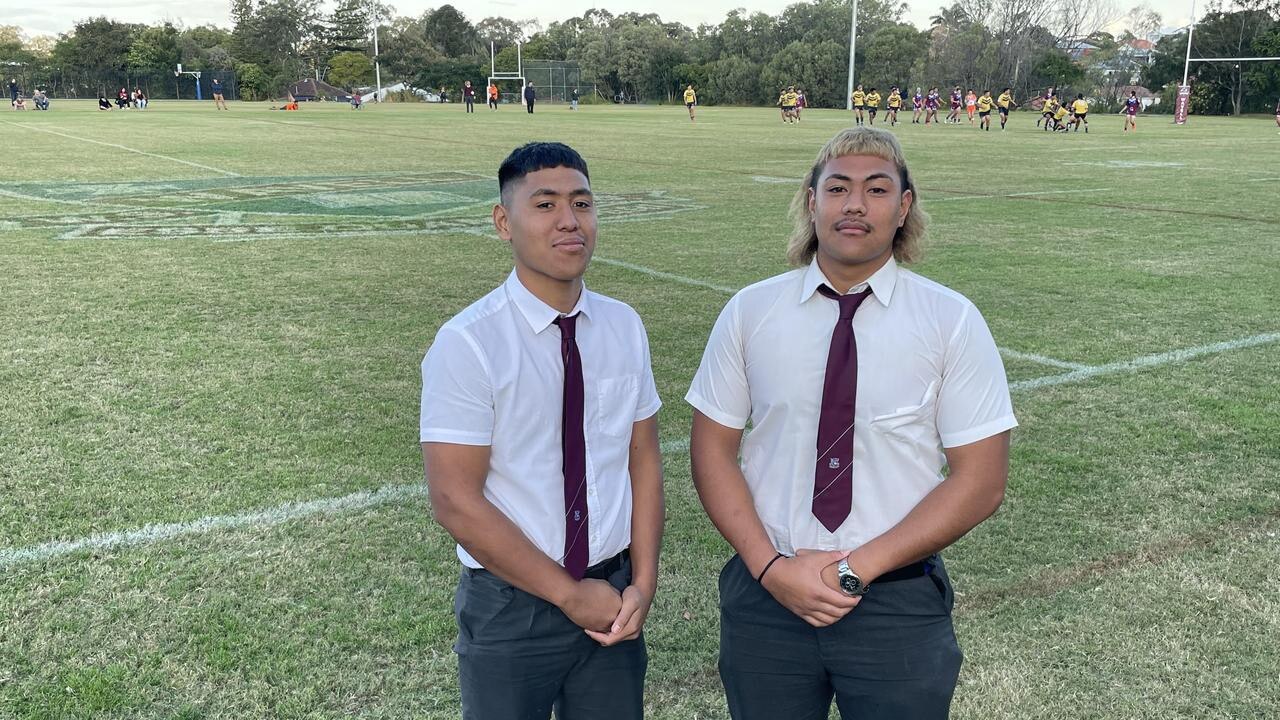 Cousins Amos Tuialli (Dragons) and Mark Tuialli (Raiders) at Wavell SHS.