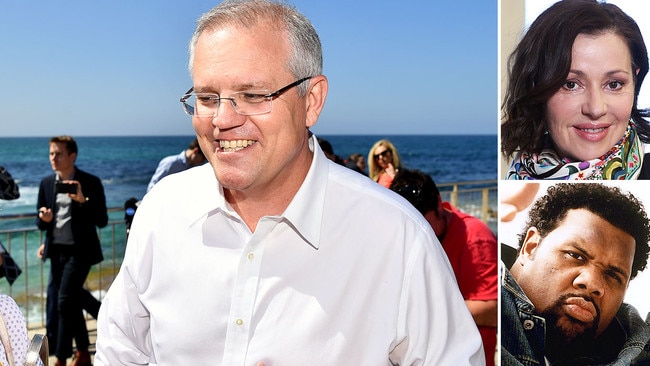 Prime Minister Scott Morrison says he's more of a Tina Arena fan after a video was uploaded to his social media accounts showing Coalition MPs raising their hands to Fatman Scoop's Be Faithful. Picture: Joel Carrett/Tim Hunter