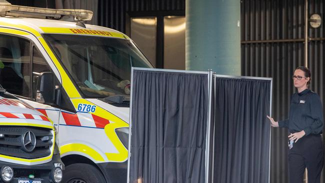 Burns victim Paul Browitt arrives for treatment at The Alfred Hospital. Picture: Jason Edwards