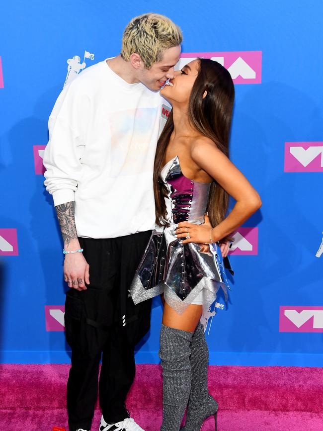 PDA from Pete Davison and Ariana Grande. Picture: Getty