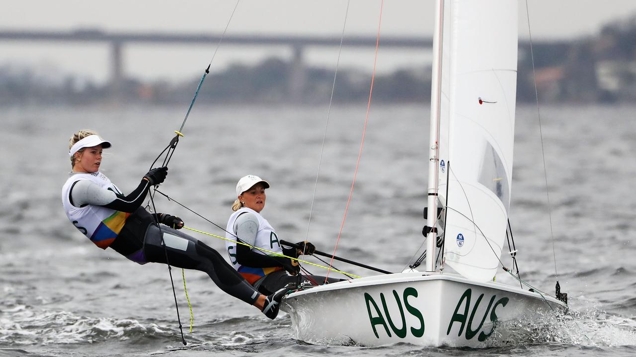 Carrie Smith (right) and Jaime Ryan competing in the Women's 470 class on Day 5 of the Rio 2016 Olympic Games in Rio de Janeiro, Brazil. Picture: Ezra Shaw/Getty Images