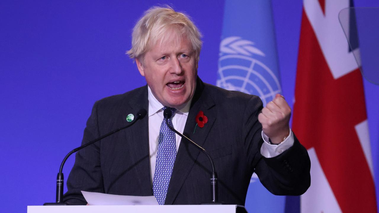 Boris Johnson speaks was a lot perkier earlier when he opened the UN Climate Change Conference COP26 in Glasgow, United Kingdom. Picture: Yves Herman – WPA Pool/Getty Images