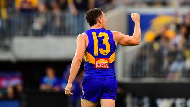 Luke Shuey celebrates the Eagles‘ win. Pic: Daniel Carson/AFL Media/Getty Images