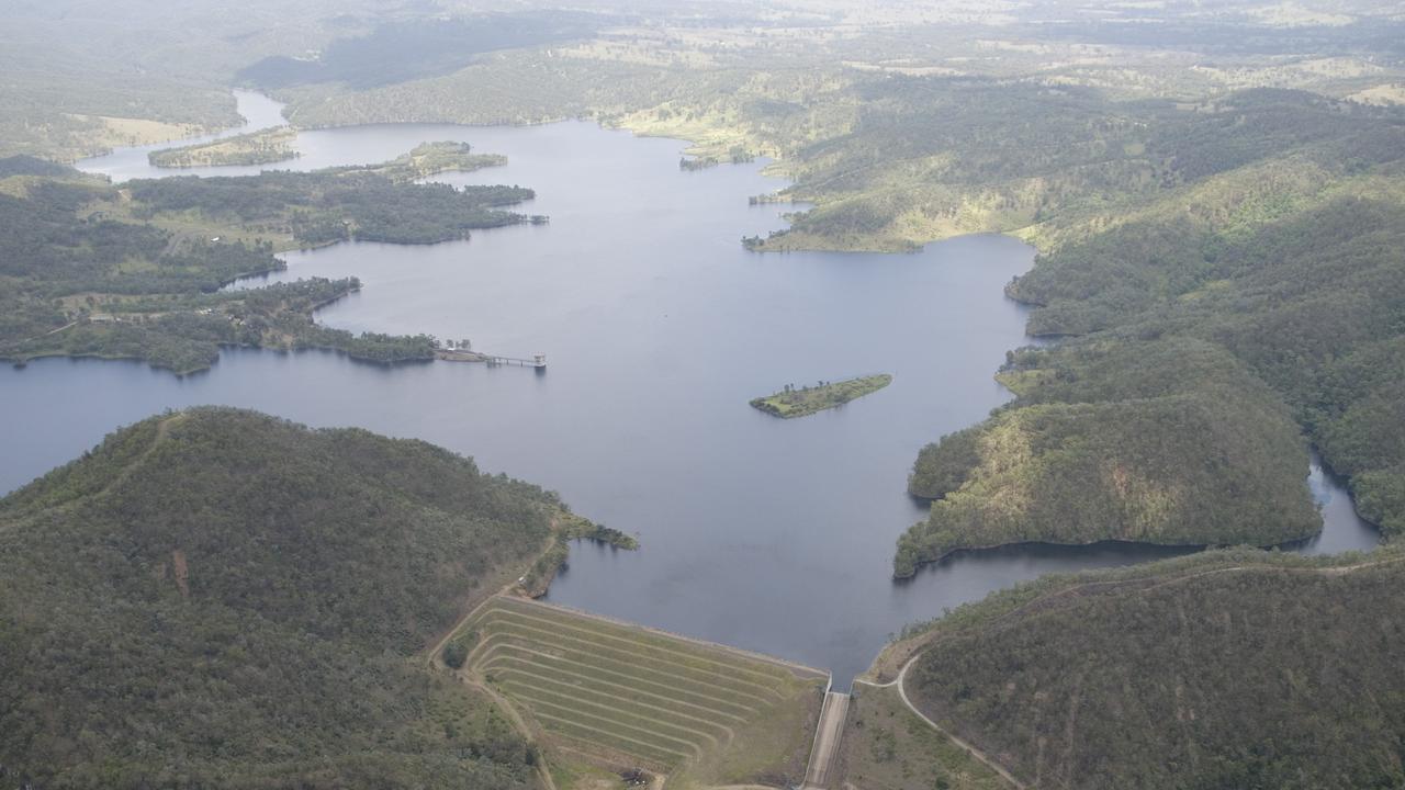 Aerial photograph of Lake Cressbrook, Thursday, January 05, 2012. Photo Kevin Farmer / The Chronicle Helicopter services courtesy of Heliwest Group