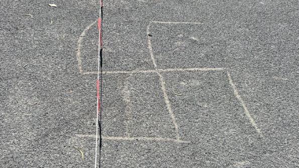 A swastika drawn on the ground at Toorak Primary School. Picture: Supplied