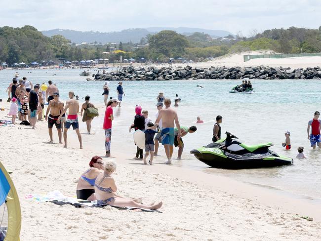 People enjoying Australia day at the Currumbin Beach. Picture Mike Batterham