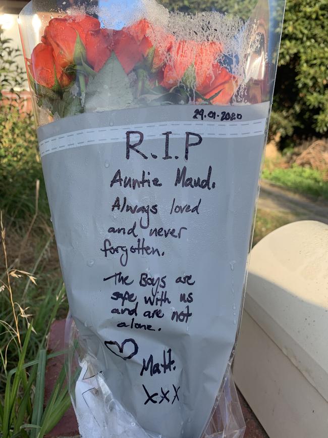 Floral tributes left outside Ms Steenbeek's Heidelberg West home.